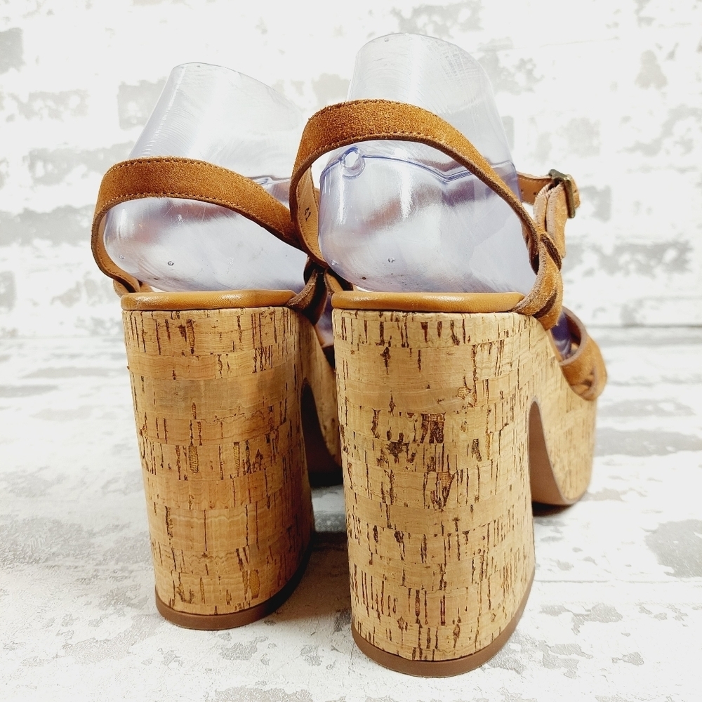 New Free People LisbonTan Leather Mary Jane Platform Sandal O414 - Picture 7 of 13